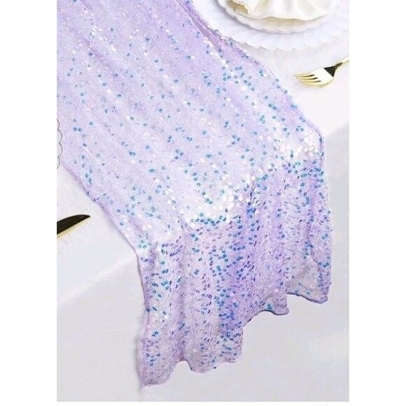 2 Pack of 11"x69" Light Purple Table Runners with Sparkly Sequins for Partys - Picture 1 of 7